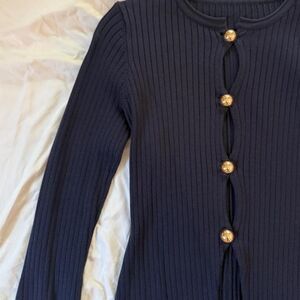 Commense Women's Navy and Black Cardigan
